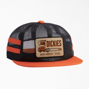 Orange Men's Dickies Work Worthy Mesh Trucker Hat | YXW914750