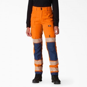 Orange Women's Dickies Hi Vis High Rise Pants | QZP946821