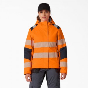 Orange Women's Dickies Hi Vis Insulated Performance Jacket | RLM267983