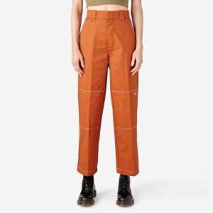 Orange Women's Dickies Relaxed Fit Double Knee Pants | EXL329074