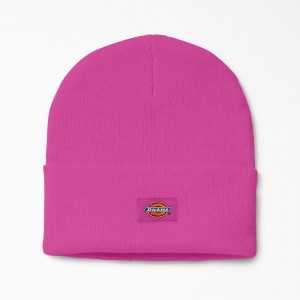 Pink Men's Dickies Cuffed Knit Beanie | SHN813705