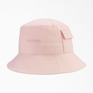 Pink Men's Dickies Script Logo Bucket Hat | RET981645