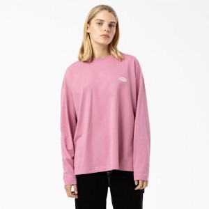 Pink Women's Dickies Summerdale Long Sleeve T-Shirt | CKA084315