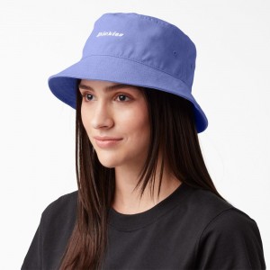 Purple Men's Dickies Script Logo Canvas Bucket Hat | DLN739846