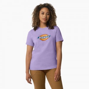 Purple Women's Dickies Heavyweight Logo T-Shirt | KCR093567