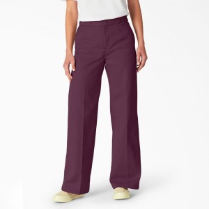 Purple Women's Dickies Regular Fit Wide Leg Work Pants | UTB582607