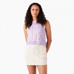 Purple Women's Dickies Sporty Graphic Tank Top | DXY072695