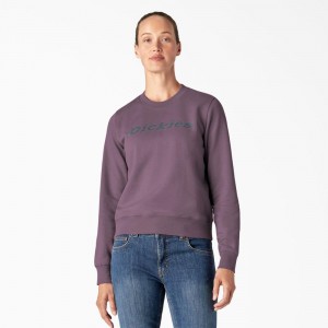 Purple Women's Dickies Water Repellent Logo Sweatshirt | QHG807459