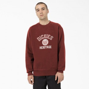 Red Men's Dickies Oxford Graphic Sweatshirt | BPC653049