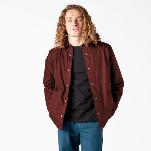 Red Men's Dickies Skateboarding Coaches Jacket | IUL408125