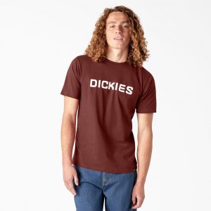 Red Men's Dickies Skateboarding Logo T-Shirt | ZNI850269