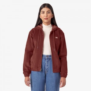 Red Women's Dickies Corduroy Jacket | UZJ571289