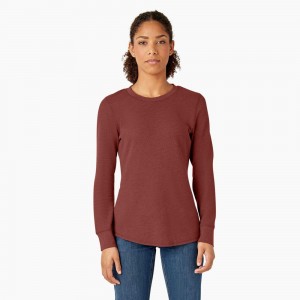 Red Women's Dickies Long Sleeve Thermal T-Shirt | MFX863954