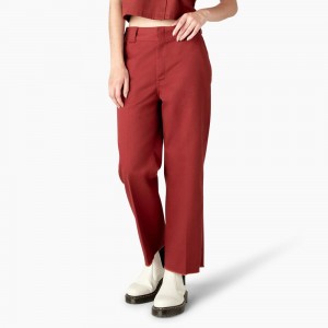 Red Women's Dickies Regular Fit Cropped Pants | CIR817265