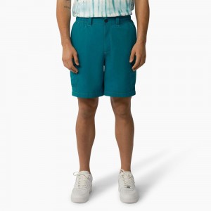 Turquoise Men's Dickies Jackson Regular Fit Cargo Shorts | UKC576943