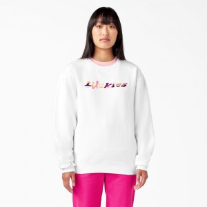 White Men's Dickies Breast Cancer Awareness Logo Sweatshirt | AVT970654