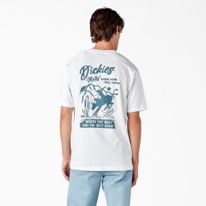 White Men's Dickies Dighton Graphic T-Shirt | DSH037692