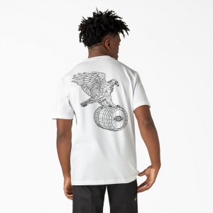 White Men's Dickies Eagle Barrel Heavyweight T-Shirt | NFO132596