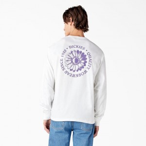 White Men's Dickies Garden Plain Graphic Long Sleeve T-Shirt | SKY140259