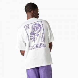 White Men's Dickies Garden Plain Graphic T-Shirt | MDS267395