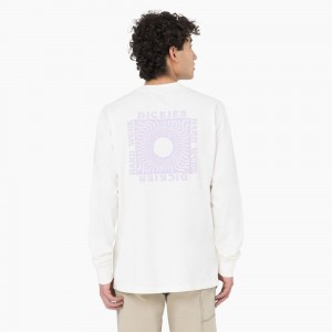 White Men's Dickies Oatfield Long Sleeve T-Shirt | CMZ135420