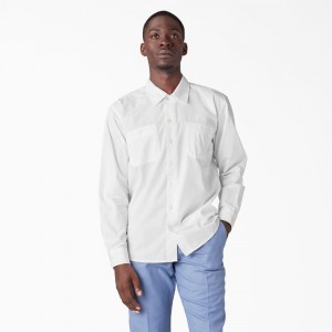 White Men's Dickies Premium Collection Service Shirt | HLN164872