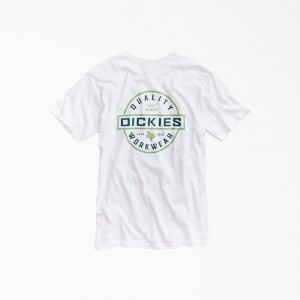 White Men's Dickies Quality Workwear Graphic T-Shirt | RVH946032