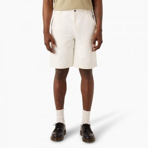 White Men's Dickies Regular Fit Duck Canvas Chap Shorts | KZW014296