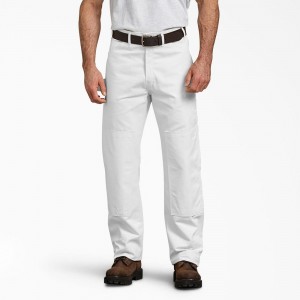 White Men's Dickies Relaxed Fit Double Knee Carpenter Painter's Pants | EIF974528