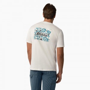 White Men's Dickies Roseburg Short Sleeve T-Shirt | TYB523784