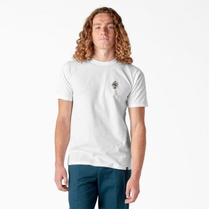 White Men's Dickies Skateboarding DIY Skate Graphic T-Shirt | LYV572103