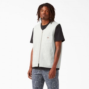 White Men's Dickies Stonewashed Duck Carpenter Vest | PYL296481