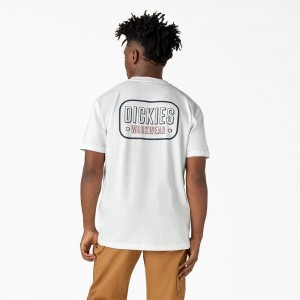 White Men's Dickies Workwear Sign Heavyweight T-Shirt | JLM397156