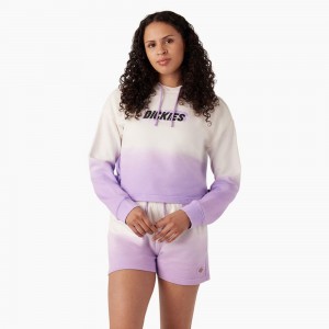 White Women's Dickies Cropped Ombre Hoodie | KRM930861