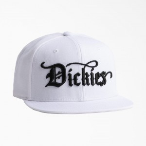 White Women's Dickies Embroidered Flat Brim Hat | PGN531920