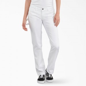 White Women's Dickies FLEX Relaxed Fit Carpenter Painter's Pants | FQU637290