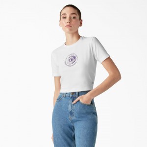 White Women's Dickies Garden Plain Cropped T-Shirt | FWA569287