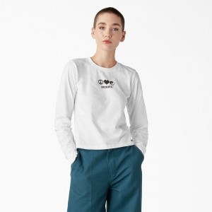 White Women's Dickies Long Sleeve Graphic T-Shirt | ABY971234