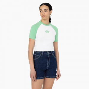 White Women's Dickies Sodaville Cropped T-Shirt | MBO682397