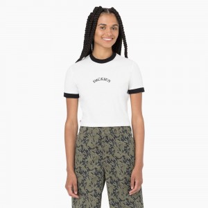 White Women's Dickies Warm Springs T-Shirt | JYB217865