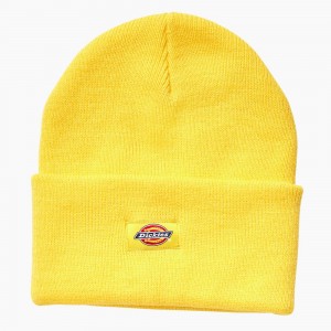 Yellow Men's Dickies Breast Cancer Awareness Cuffed Knit Beanie | YSC037821