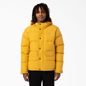 Yellow Men's Dickies Glacier View Anorak Puffer Jacket | KDO748512