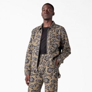 Yellow Men's Dickies Premium Collection Desert Floral Eisenhower Jacket | GYH216495