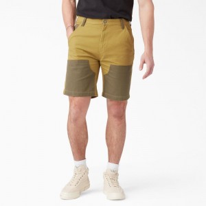 Yellow Men's Dickies Regular Fit Contrast Chap Front Shorts | SLN230489