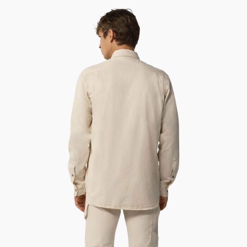 Beige Men's Dickies 1922 Long Sleeve Shirt | USI512673