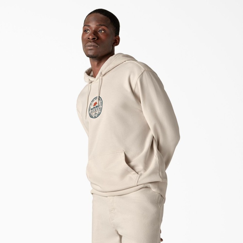 Beige Men's Dickies Greensburg Graphic Hoodie | EYT962438