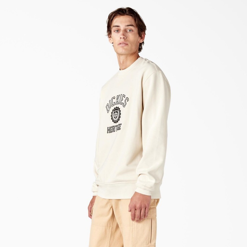 Beige Men's Dickies Oxford Graphic Sweatshirt | HBV189563