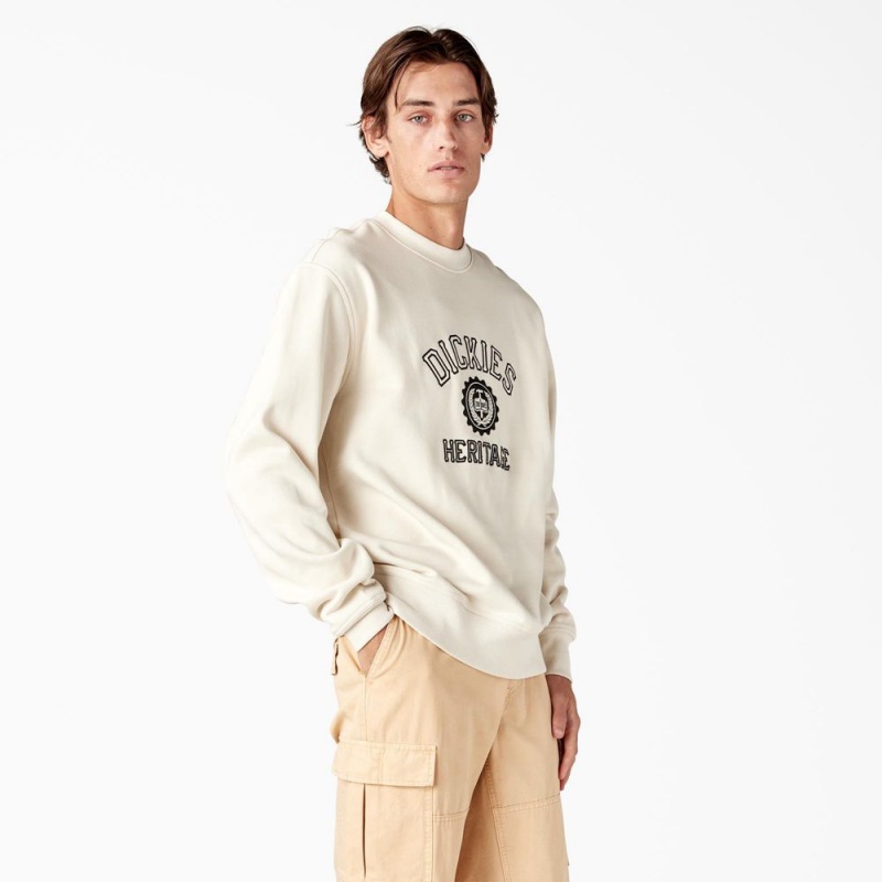 Beige Men's Dickies Oxford Graphic Sweatshirt | HBV189563