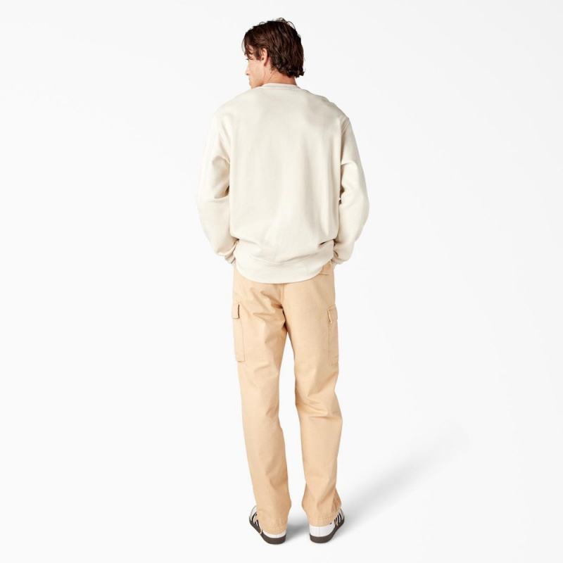 Beige Men's Dickies Oxford Graphic Sweatshirt | HBV189563