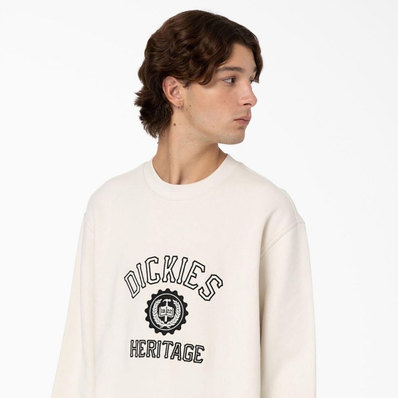 Beige Men's Dickies Oxford Graphic Sweatshirt | HBV189563